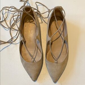 M. Gemini Lace-Up Beige Flats